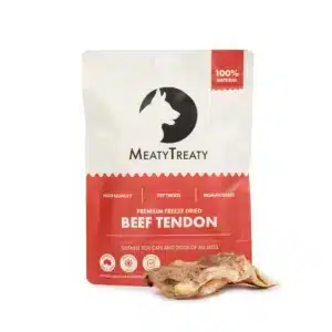 Freeze dried beef tendon dog treats from Meaty Treaty - natural Australian beef chews