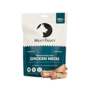 Freeze dried chicken necks dog treats from Meaty Treaty - natural Australian dental care