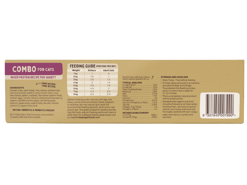 Queensland Combo Raw Cat Food by Big Dog - Brisbane Queensland Delivery by Barf Time