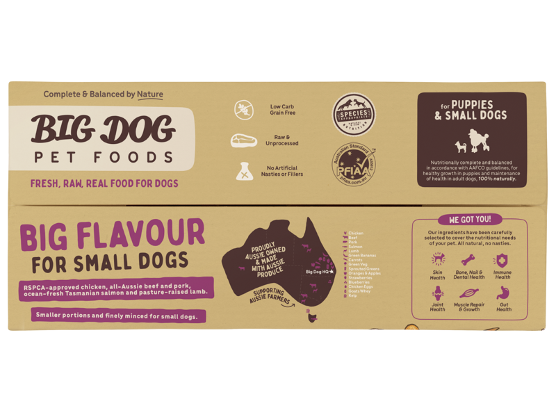 Popular Small Dog Raw Combo by Big Dog - Brisbane Queensland Delivery by Barf Time