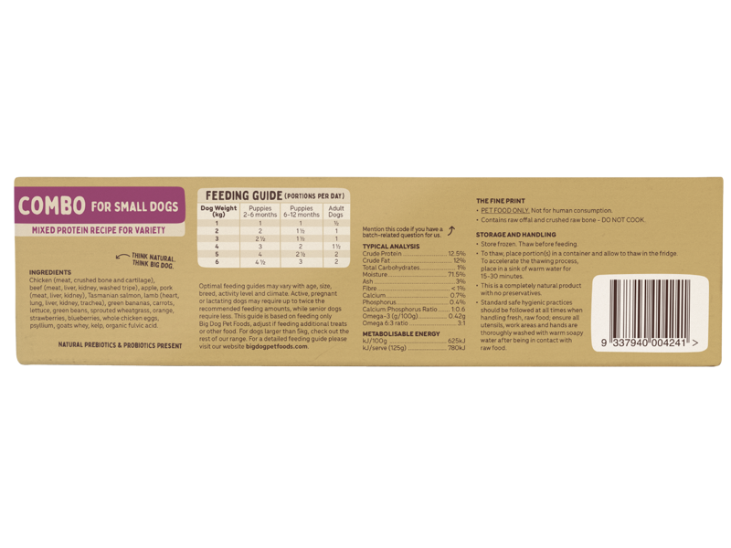 Queensland Small Dog Raw Combo by Big Dog - Brisbane Queensland Delivery by Barf Time