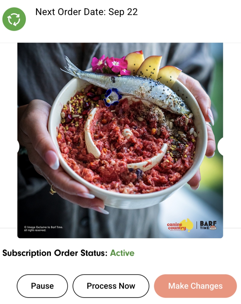 Subscribe and Save 5% on leading Queensland made Raw Dog Food with Barf Time.