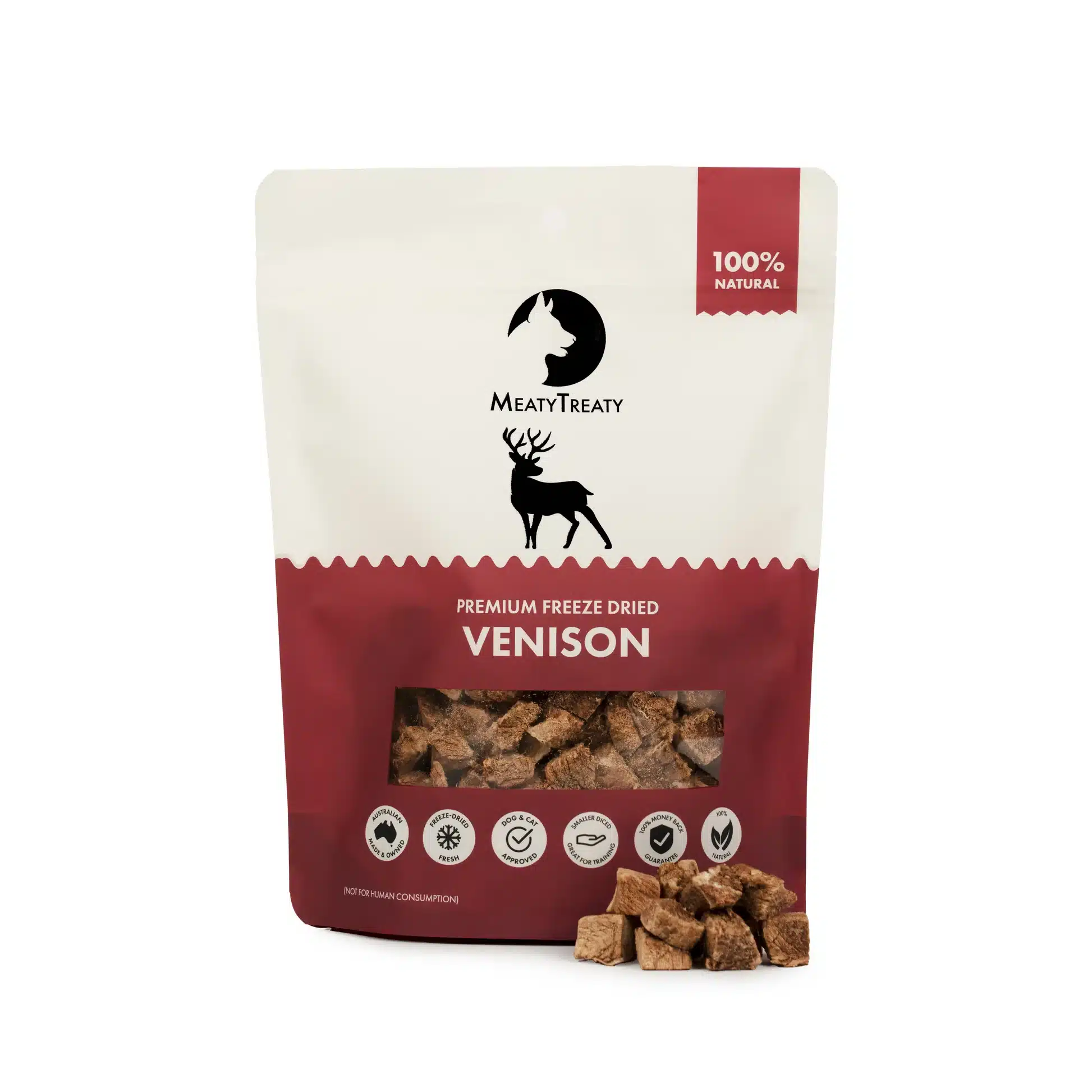 Freeze dried venison treats for dogs and cats - Meaty Treaty Australian venison | Barf Time