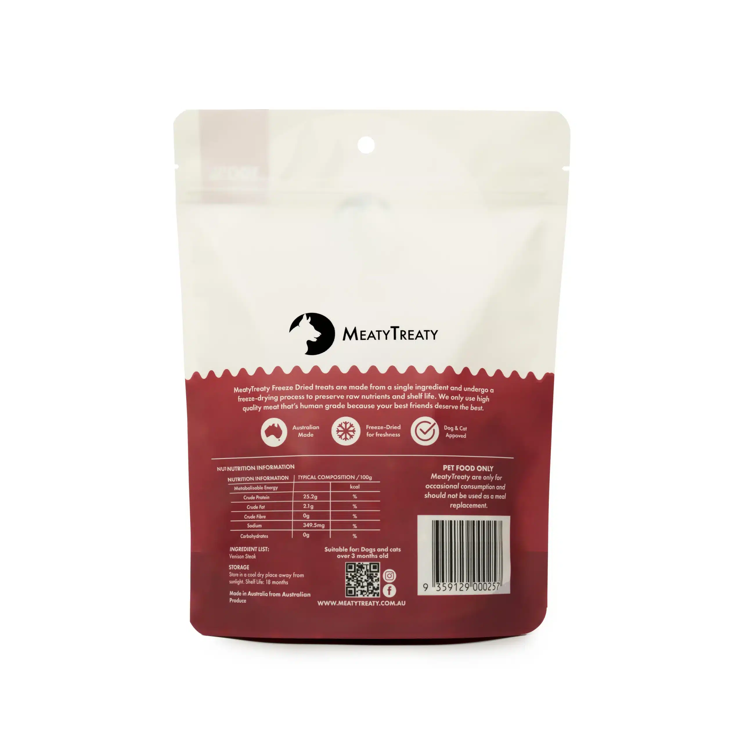 Hypoallergenic freeze dried venison pet treats for sensitive stomachs | Barf Time